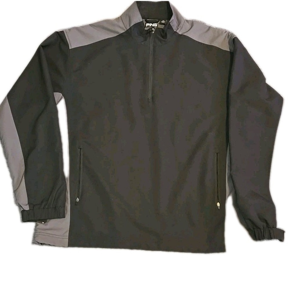 PING Collection Pullover Jacket Mens XL Black 1/4 Zip Golf Windbreaker Nylon L